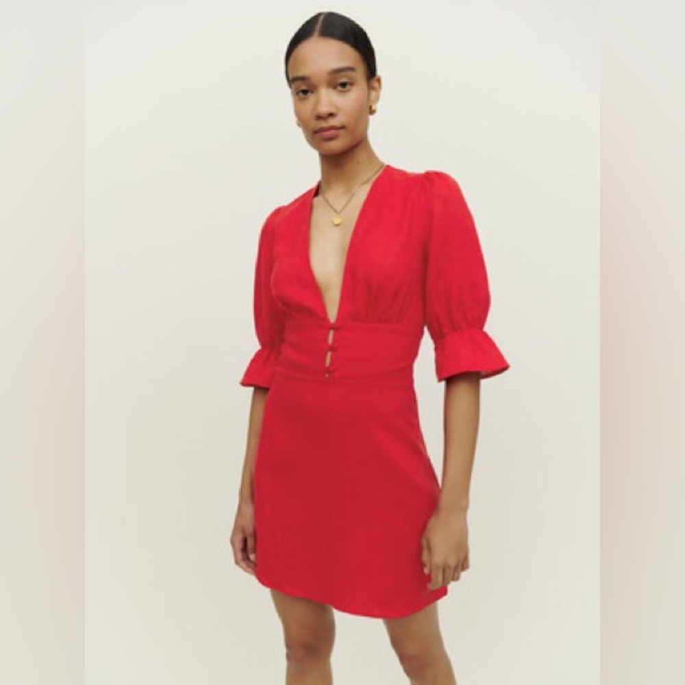 Reformation red Simi linen dress